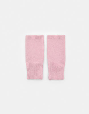 Pull & Bear - Fingerlose Strickhandschuhe in Rosa