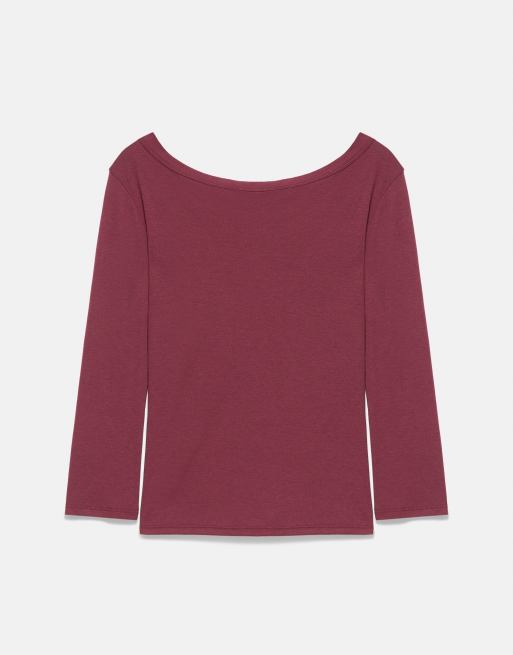 Pull&Bear Fitted rhinestone graphic t-shirt in maroon, 7 of 7