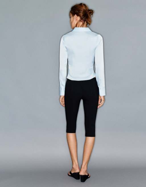 Pull&Bear Fitted satin shirt in sky blue, 2 of 6