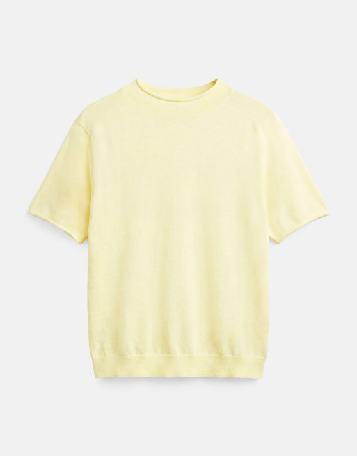 Pull&Bear Fitted short sleeve jumper in yellow, 6 of 7