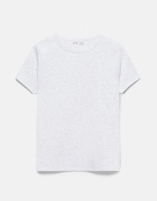 Pull&Bear Fitted short sleeve t-shirt in grey marl, 5 of 7