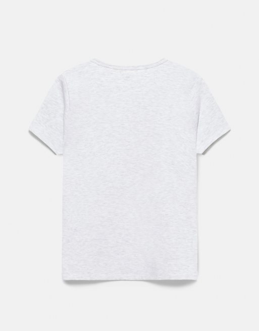 Pull&Bear Fitted short sleeve t-shirt in grey marl, 7 of 7