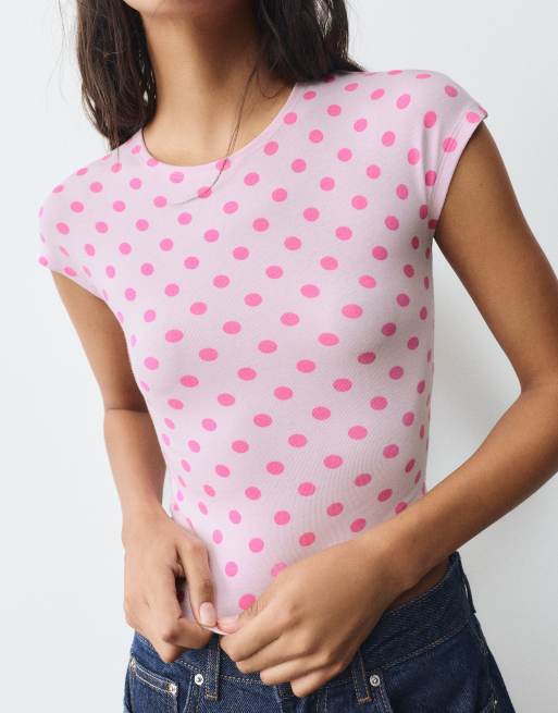 Pull&Bear Fitted t-shirt with full sleeves in rose pink, 3 of 7