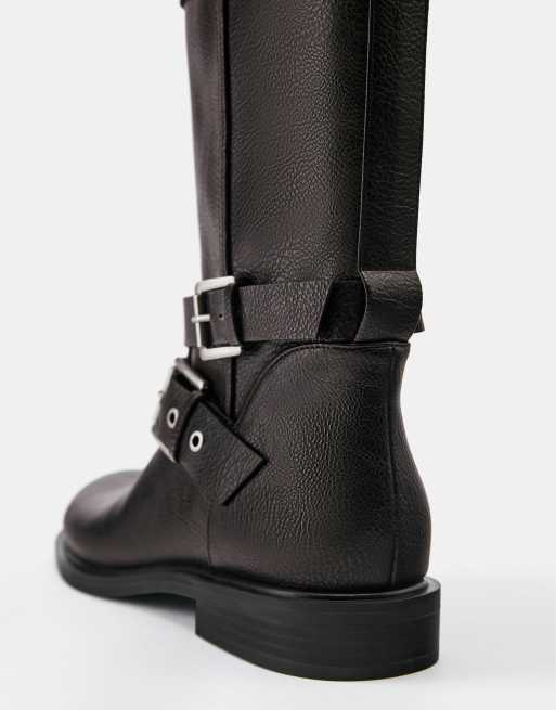 Pull&Bear flache Bikerstiefel in Braun, 3 von 4