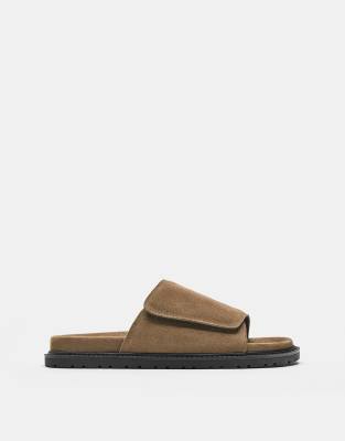 Flache Ledersandalen in Braun Braun 43