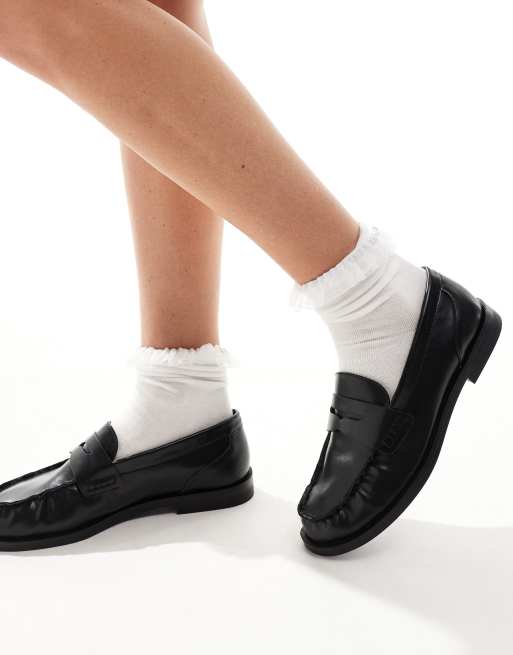 Pull&Bear – Flache Loafer in Schwarz