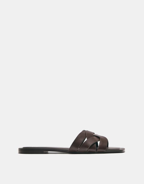 Pull&Bear – Flache Riemchensandalen in Braun - view 1