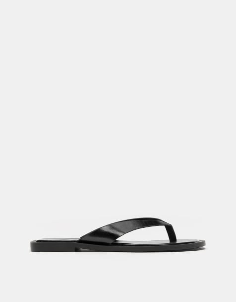 Pull&Bear – Flache Sandalen in Schwarz - view 1