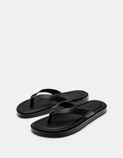 Pull&Bear – Flache Sandalen in Schwarz, 2 von 4