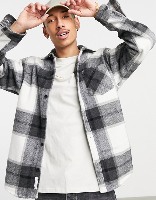 Pull&Bear flannel checked shirt in black