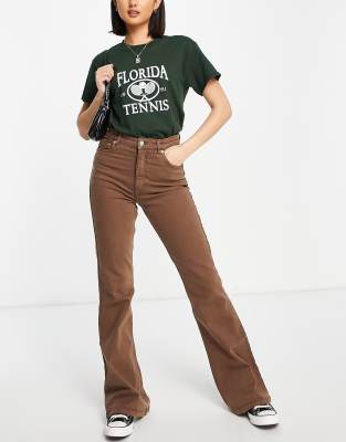 Pull\u0026Bear flared jeans in brown | ASOS