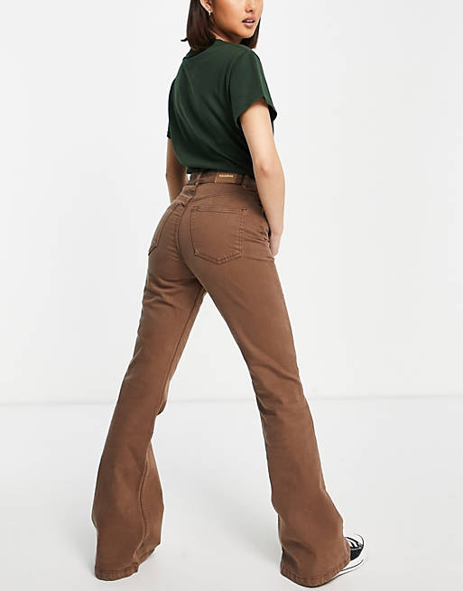 Women Pull&Bear flared jeans in brown 