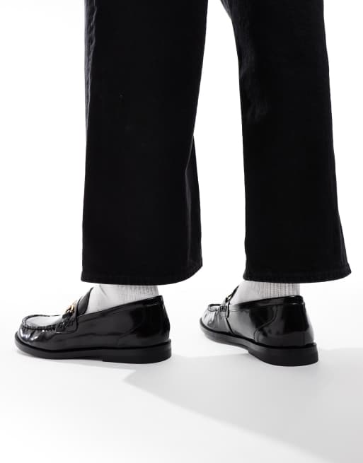 Pull&Bear flat loafers in black