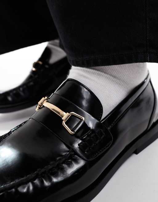 Pull&Bear flat loafers in black