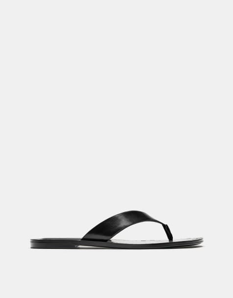 Pull&Bear Flat studded sandals in black - view 1