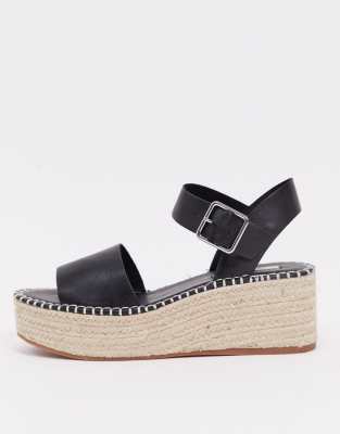 flatform espadrille sandals black