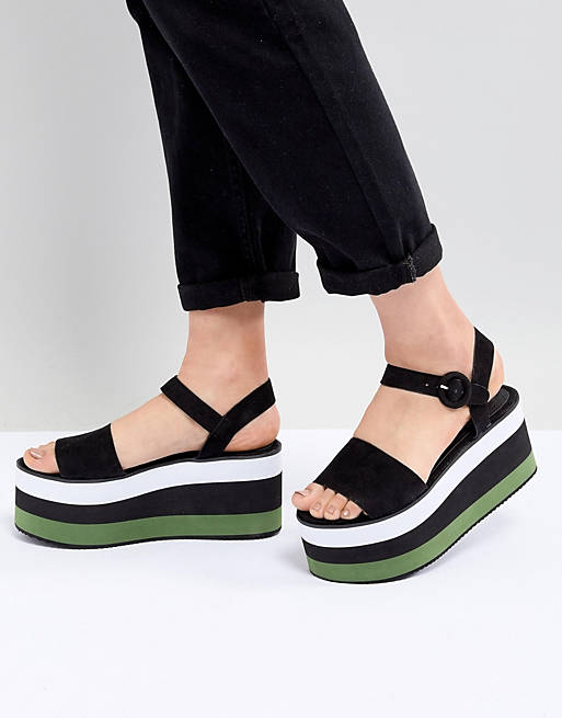 Pull&Bear flatform sandal in colourblock | ASOS