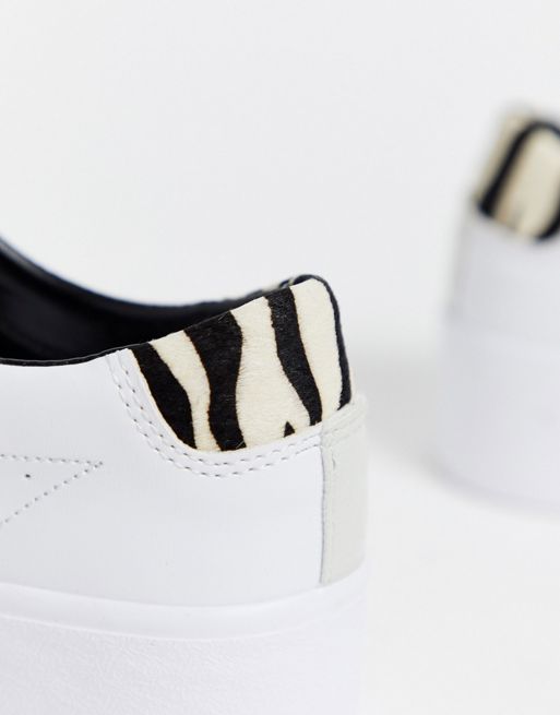 Pull&Bear Flatform Sneakers With Black Back Tab in White