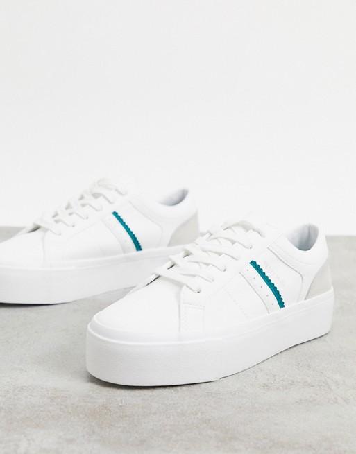 Pull&Bear flatform trainers with contrast stripe in white