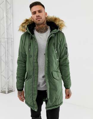 khaki fleece lined parka