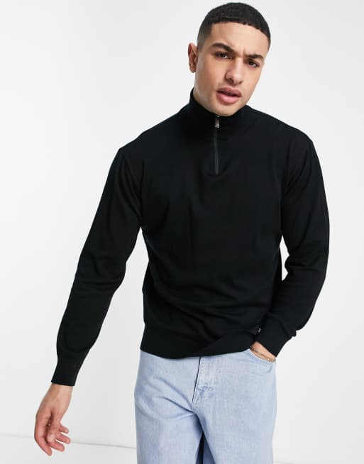 Pull&Bear - Fleece met halve rits in zwart