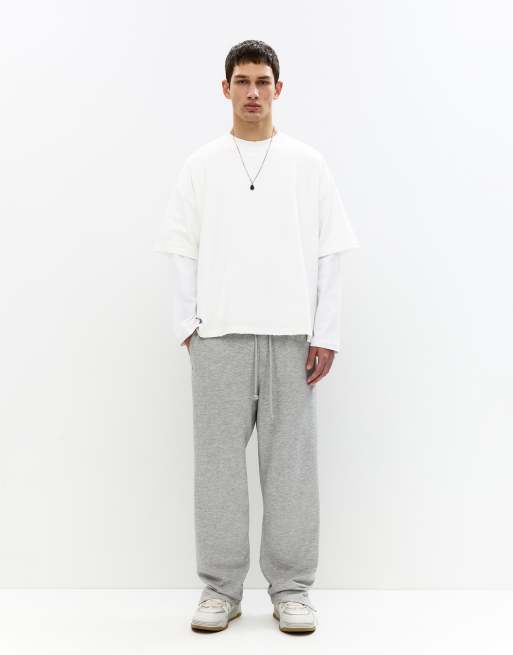 Pull&Bear Fleece tracksuit bottoms in grey marl