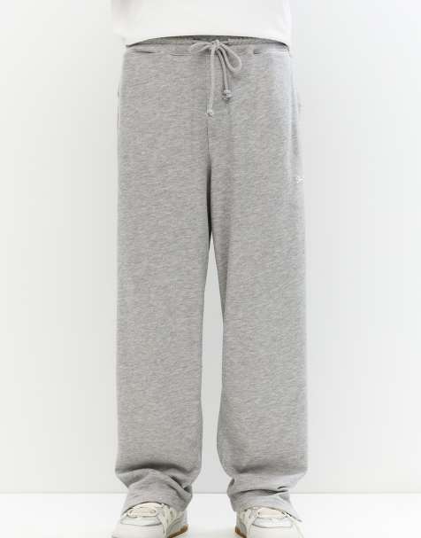 Pull&Bear – Fleece-Trainingshose in Grau meliert - view 1