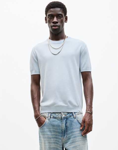 Pull&Bear – Flerfärgad, stickad t-shirt med korta ärmar - view 1