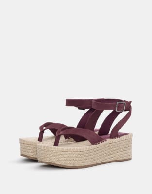 Pull&Bear – Flerfärgade lädersandaler med kilklack - view 1