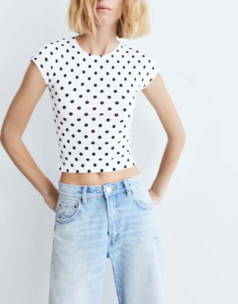 Pull&Bear - Flerfarvet tætsiddende T-shirt med afkortede ærmer - view 1