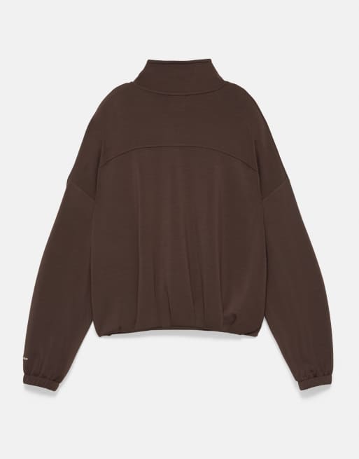Pull&Bear fließende Jacke mit Kontrastbesatz in Braun, 3 von 3