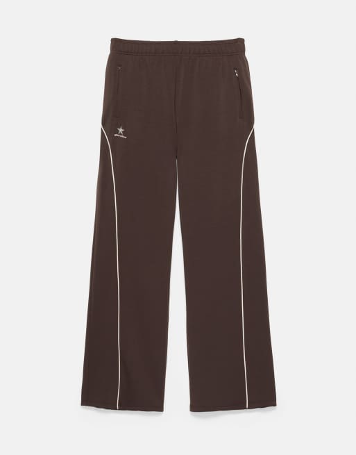 Pull&Bear fließende Jogginghose mit Paspelierung in Braun, 4 von 6