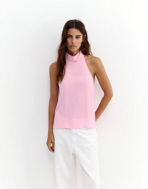 Pull&Bear fließendes Neckholder-Top in Pink, 2 von 7