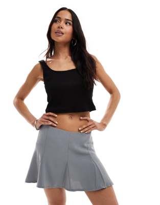 flippy mini skirt in gray-Brown