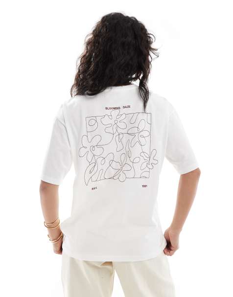 Pull&Bear floral graphic t-shirt in white - view 1