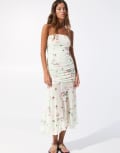 [Pull & Bear] Pull & Bear floral mesh bandeau dress in mint-Green XL Mint