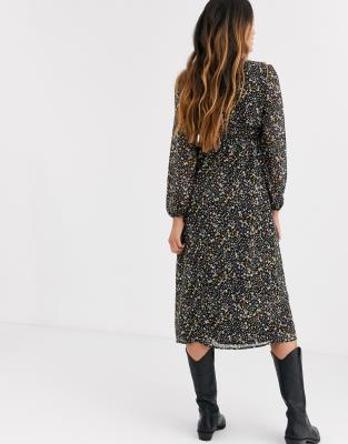 pull and bear floral midi dress