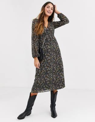pull and bear floral midi dress