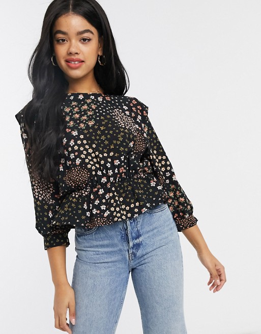 Pull&Bear floral patchwork top