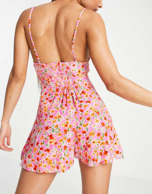 pink floral playsuit