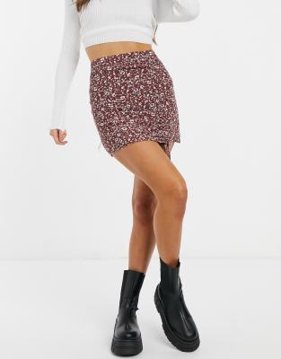 burgundy mini skirt