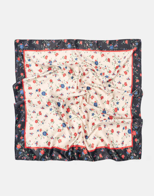 Pull&Bear Floral print scarf in beige marl, 3 of 6