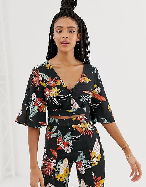 Pull&Bear floral printed blouse two-piece in multi