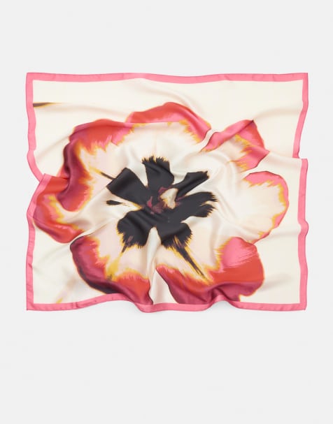 Pull&Bear Floral scarf in orange - view 1