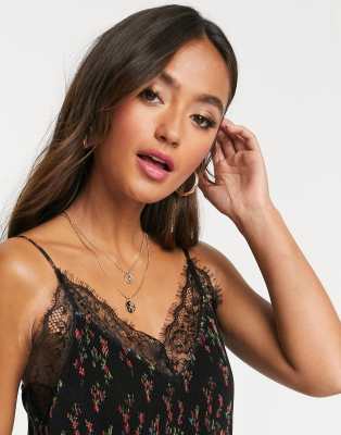 slip dress with sheer overlay