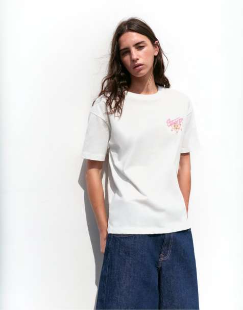 Pull&Bear Floral t-shirt in white - view 1