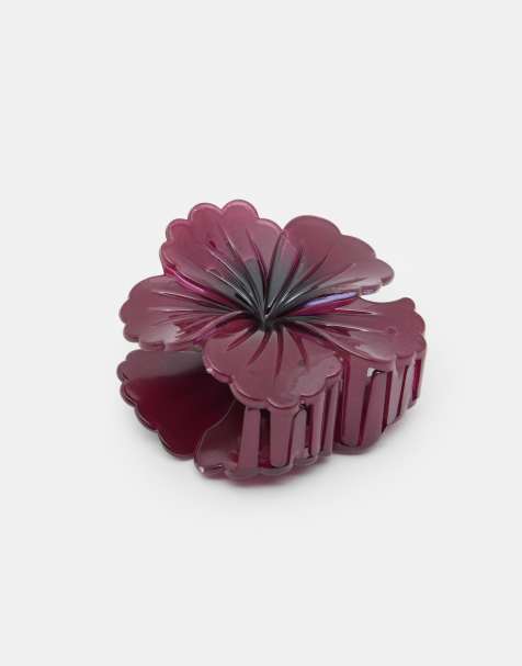 Pull&Bear Flower hair clip in burgundy - view 1
