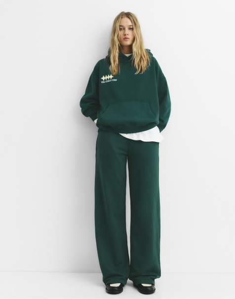 Pull&Bear Flowy tracksuit bottoms in bottle - view 1