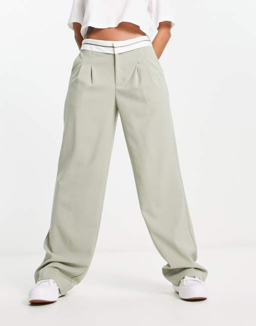 Folded Waistband Pants, Acajou