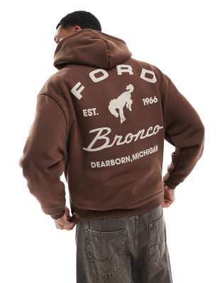 Ford back printed hoodie in brown